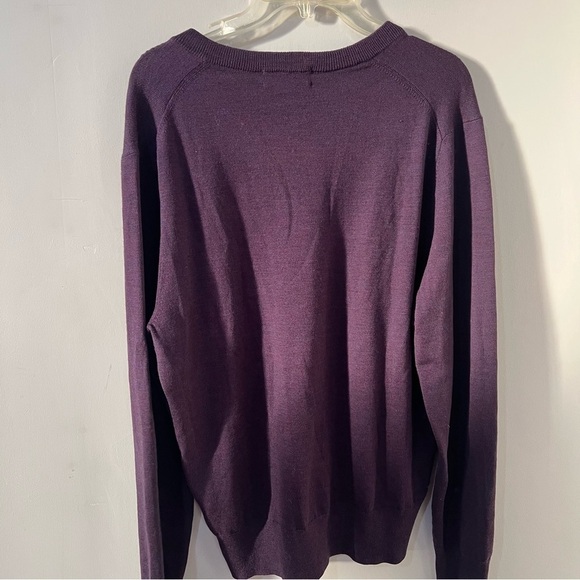 Brooks Brothers 100% Wool Purple V-neck Sweater Business Pull Over Career Knit - Picture 4 of 6
